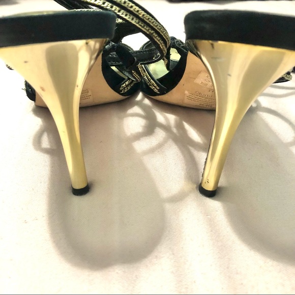 BCBG MaxAzaria Stiletto Strap High Heels  Black/Gold Size 9M - Picture 7 of 10